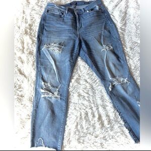 Judy Blue Distressed Medium Dark Blue Skinny Fit Jeans 16W